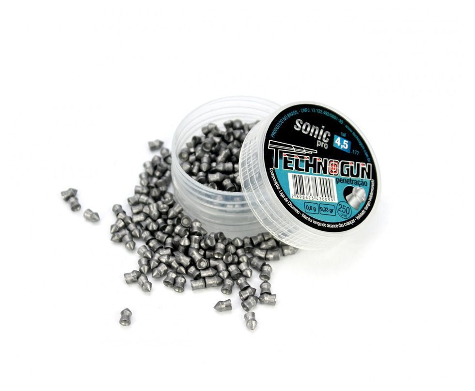 Chumbinho Sonic Pró Calibre 4,5mm - Pote Com 250 Pcs - Technogun
