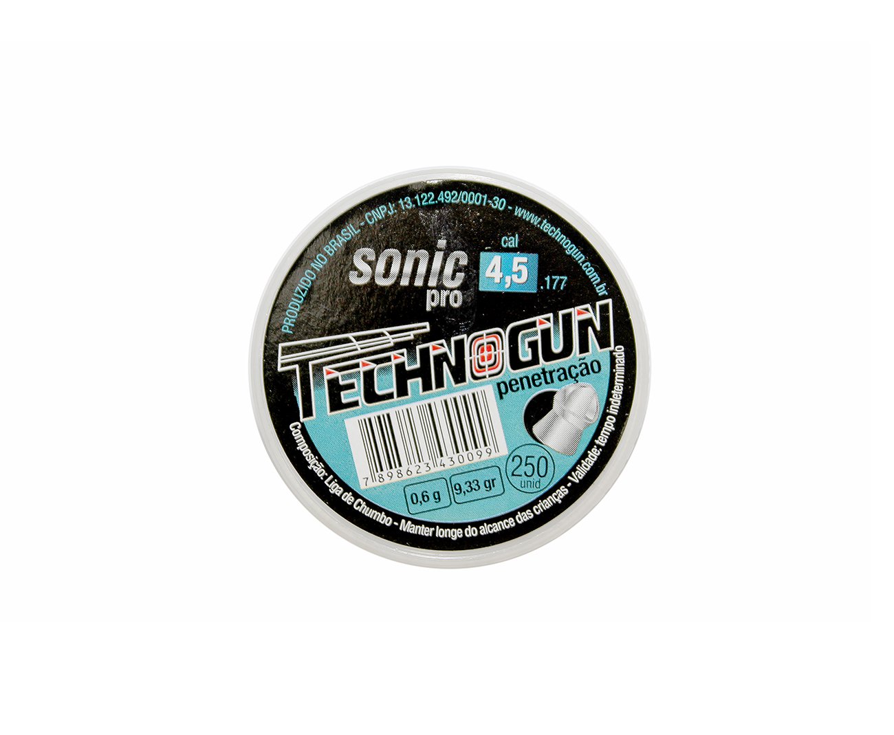 Chumbinho Sonic Pró Calibre 4,5mm - Pote Com 250 Pcs - Technogun