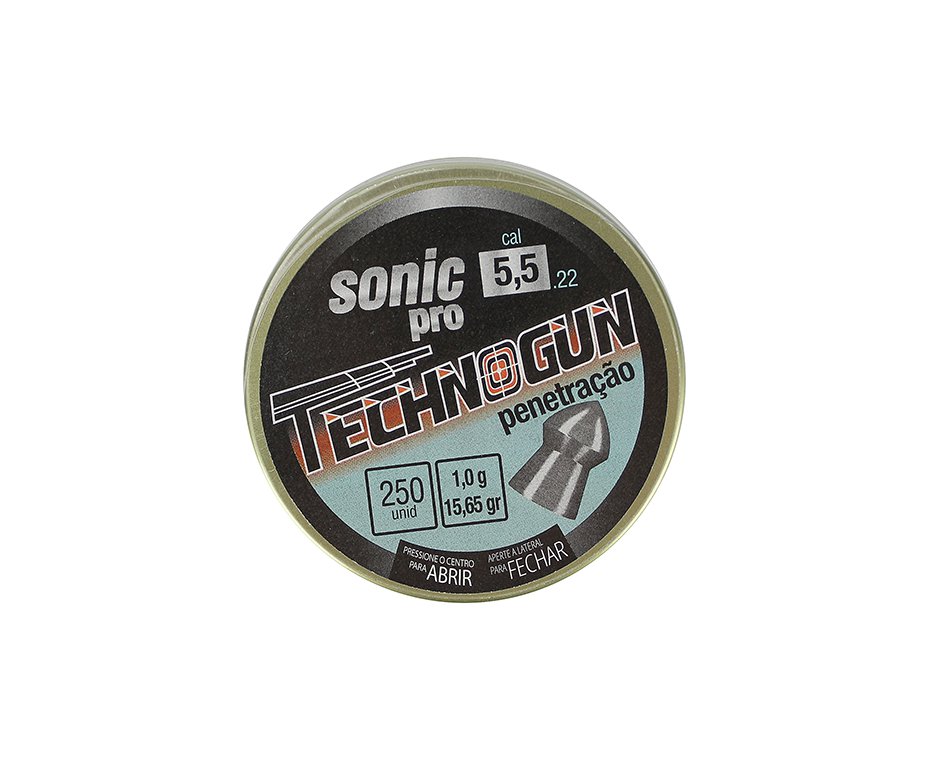 Chumbinho Sonic Pró - Calibre 5,5mm - Pote Com 250pcs - Technogun