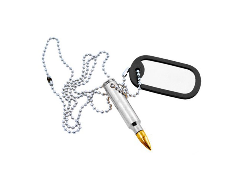 Plaqueta De Identificação Com Projetil  Cromado - Bravo