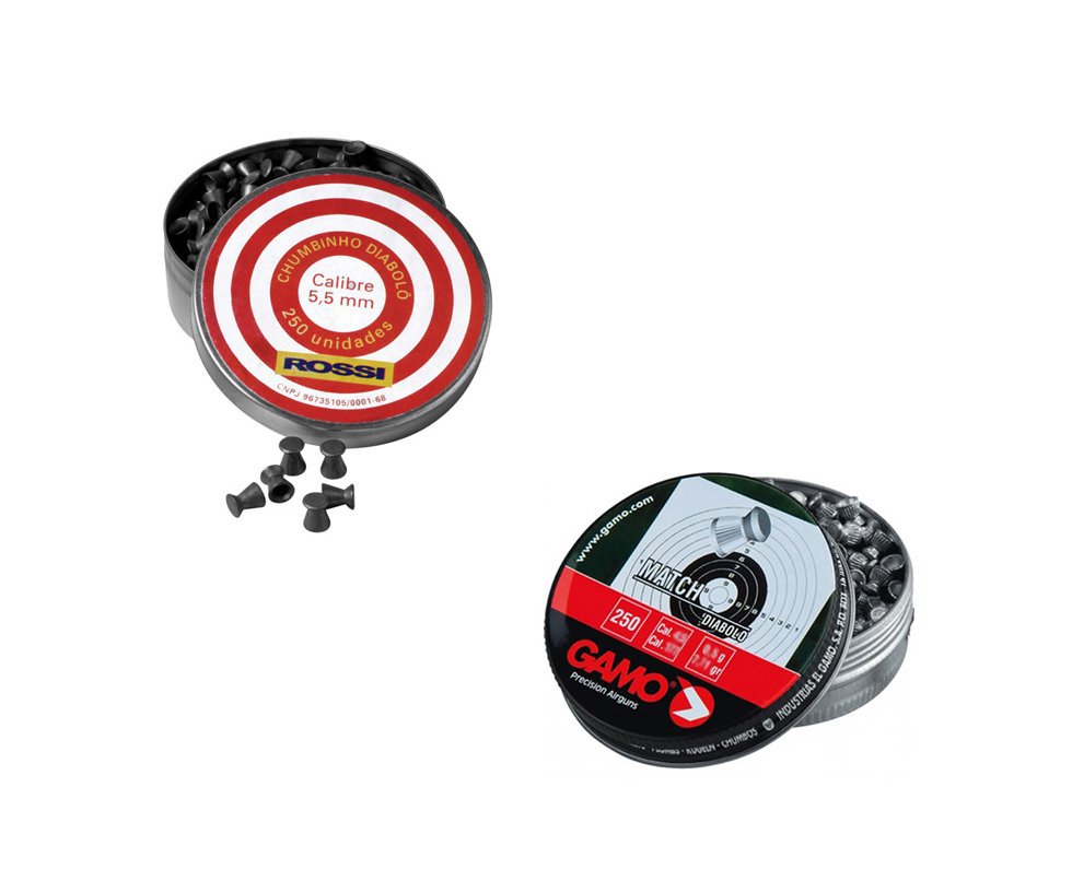 Kit Chumbinhos Precisão Rossi/gamo 10 Latas - Calibre 5,5 Mm