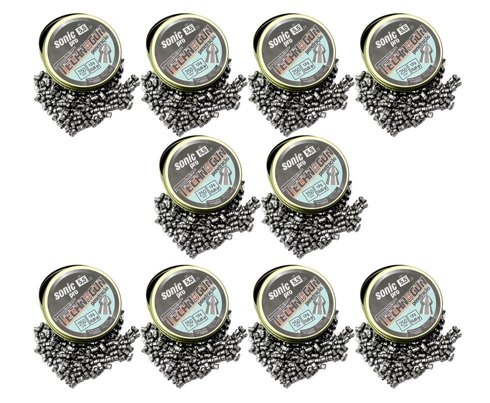 Kit Com 10 Latas De Chumbinho Sonic Pro Com 250 Und - Calibre 5,5 Mm