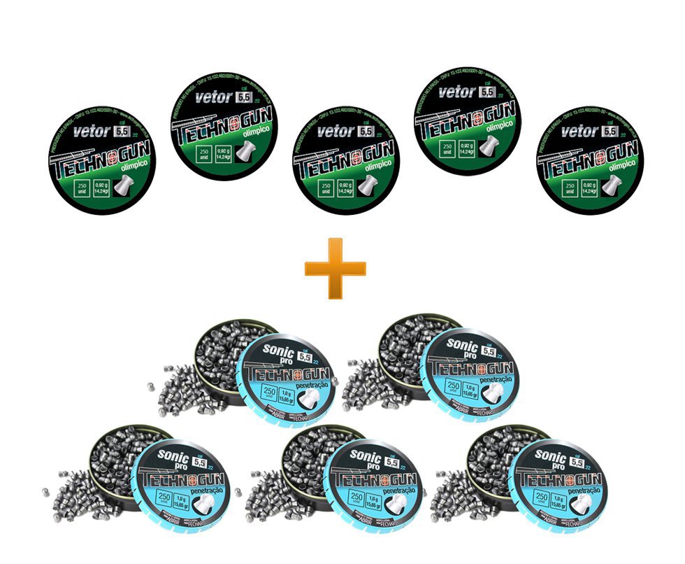 Kit Com 10 Latas Chumbinho Sonic/vetor Com 250 Und - Calibre 5,5 Mm