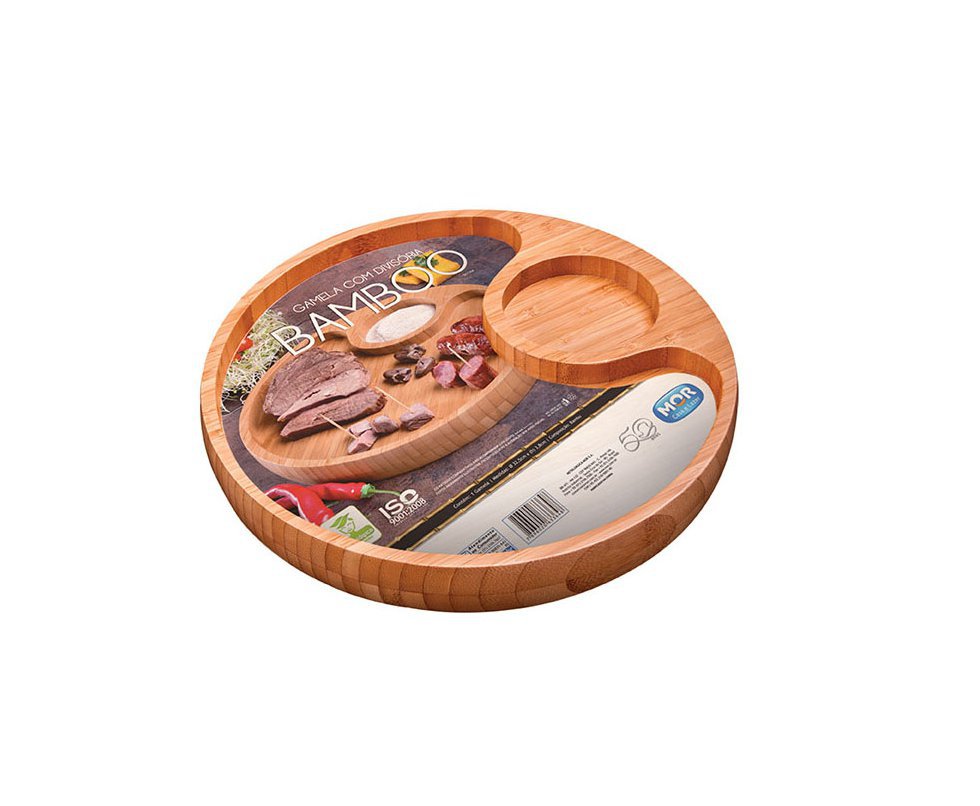 Gamela Em Bamboo Para Aperitivos Com 2 Divisória - Mor