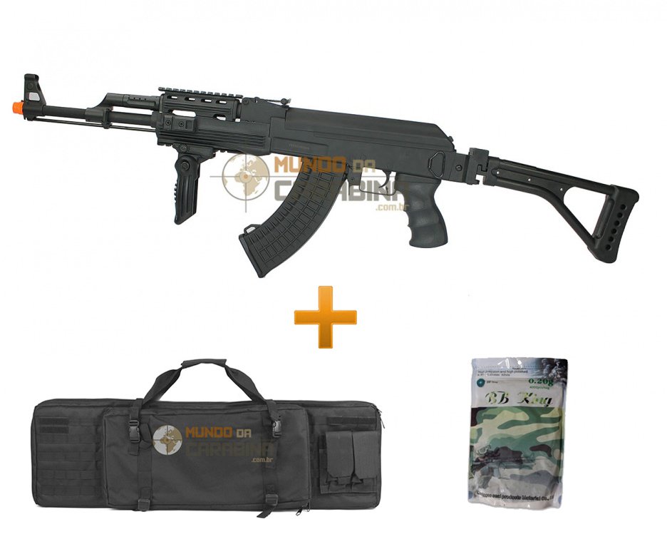 Rifle De Airsoft Ak47 Tactical Semi/metal - Bivolt + Case Premiun + Esfera 0,20g Bbking - Cyma