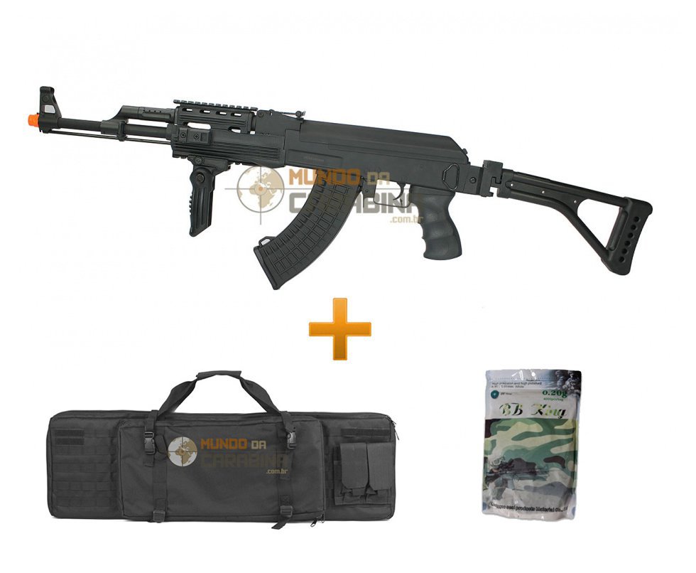 Rifle De Airsoft Ak47 Tactical Semi/metal - Bivolt + Case Premiun + Esfera 0,20g Bbking - Cyma