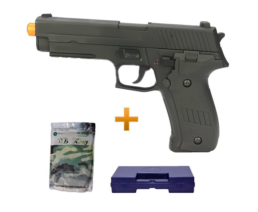 Pistola De Airsoft Sig Sauer P226 - Full Metal - Bivolt + Case Deluxe + Esferas 0,20 Bb King - Cyma