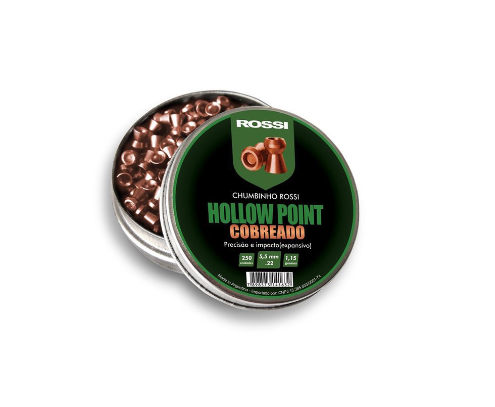 Chumbinho Rossi Hollow Point Cobreado - Cal 5,5mm