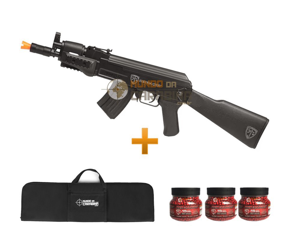 Rifle Airsoft Ak47u Spetsnaz 6,0mm - Red Jacket + 6000 Esferas 0,15g + Capa