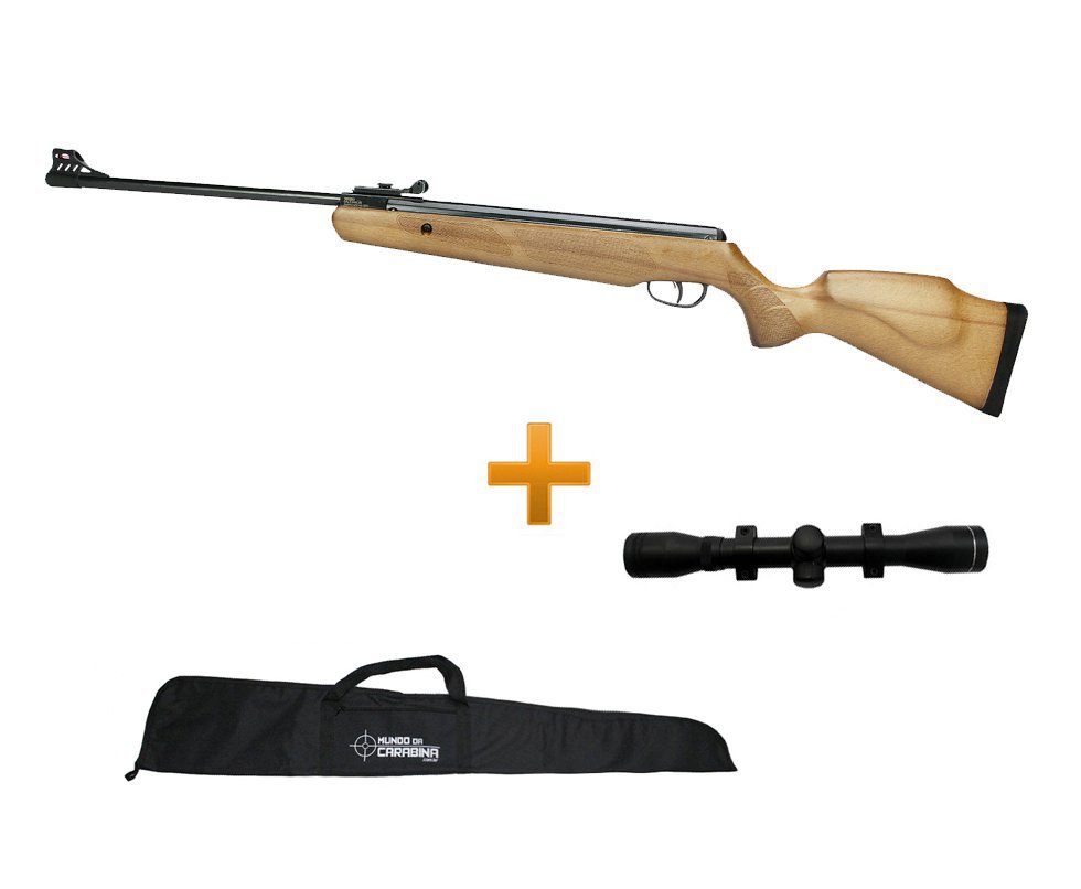 Carabina De Pressão Cbc B19-x F18 - Calibre 4,5mm + Luneta 4x32 + Capa 45"