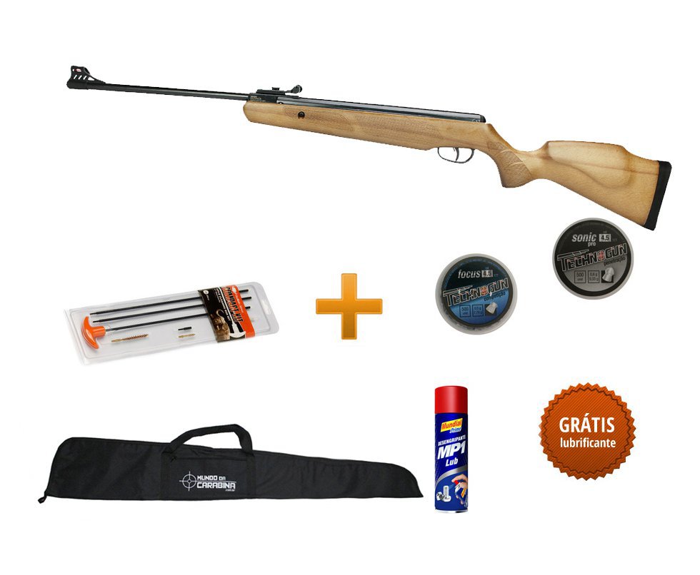 Carabina De Pressão Cbc B19-x F18 4,5 Mm + Chumbinhos + Kit Limpeza + Lubrificante E Capa 45"
