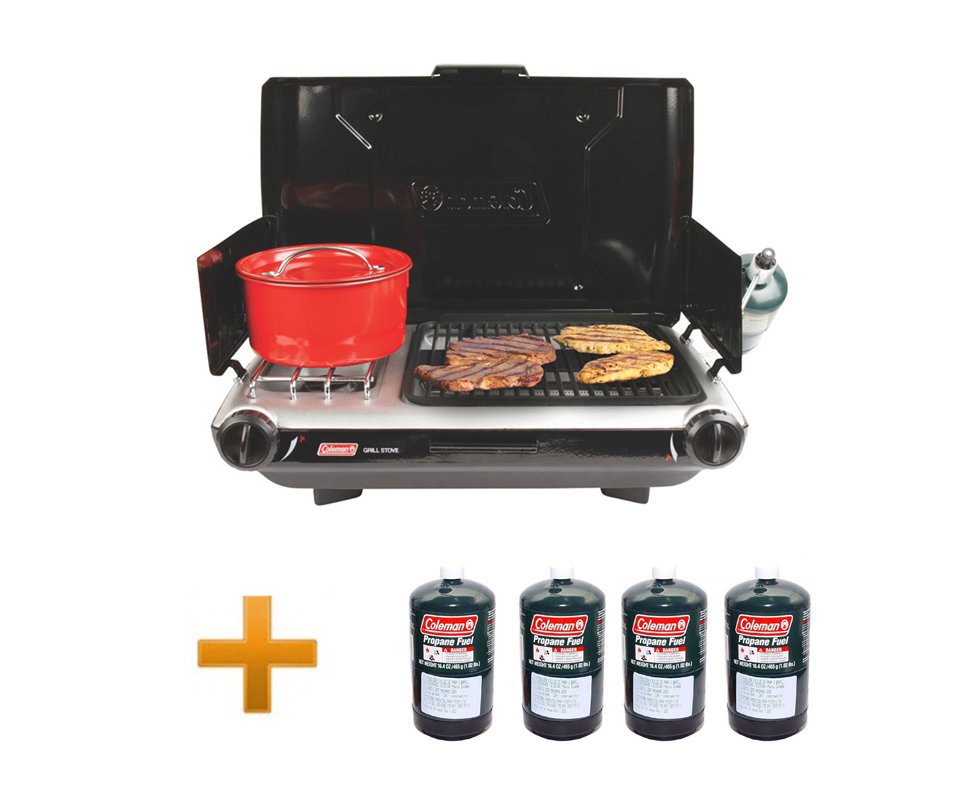 Churrasqueira Camp Grill + 04 Refil Gas Propano - Coleman