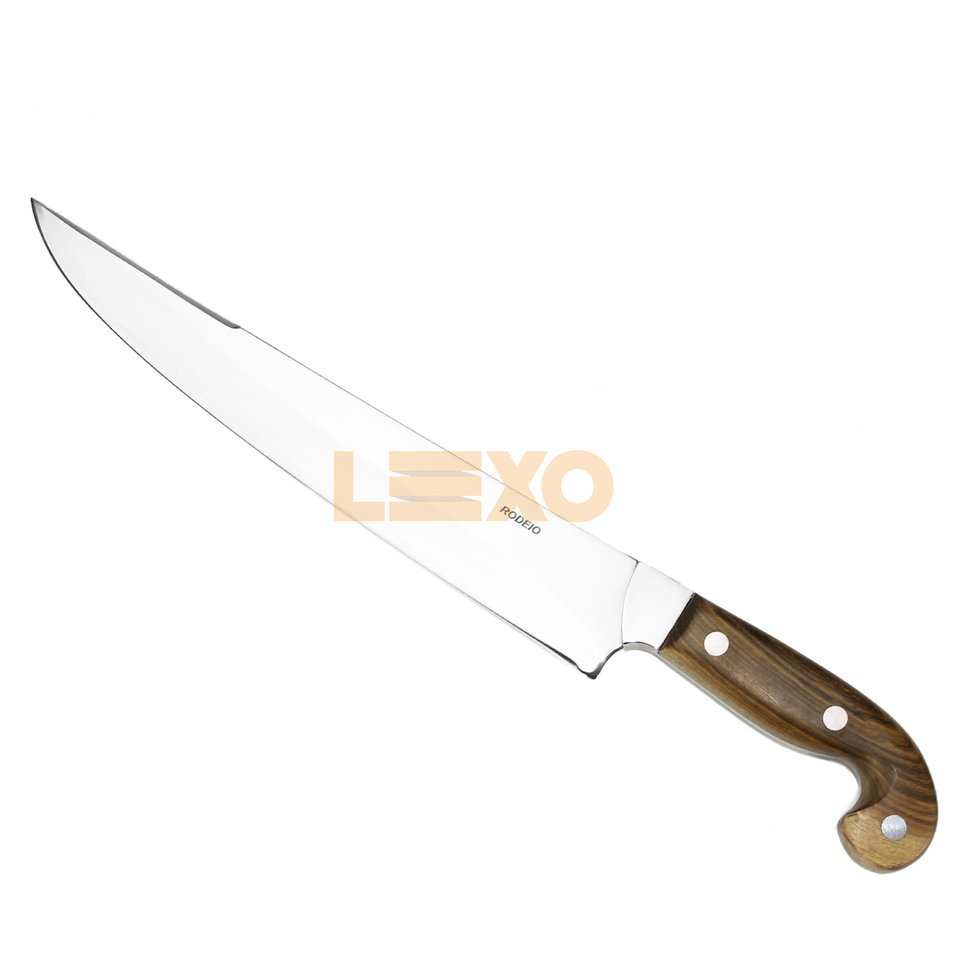 Faca Sorocabana 11" + Bainha Couro - Cabo De Madeira Guajuvira - Rodeio