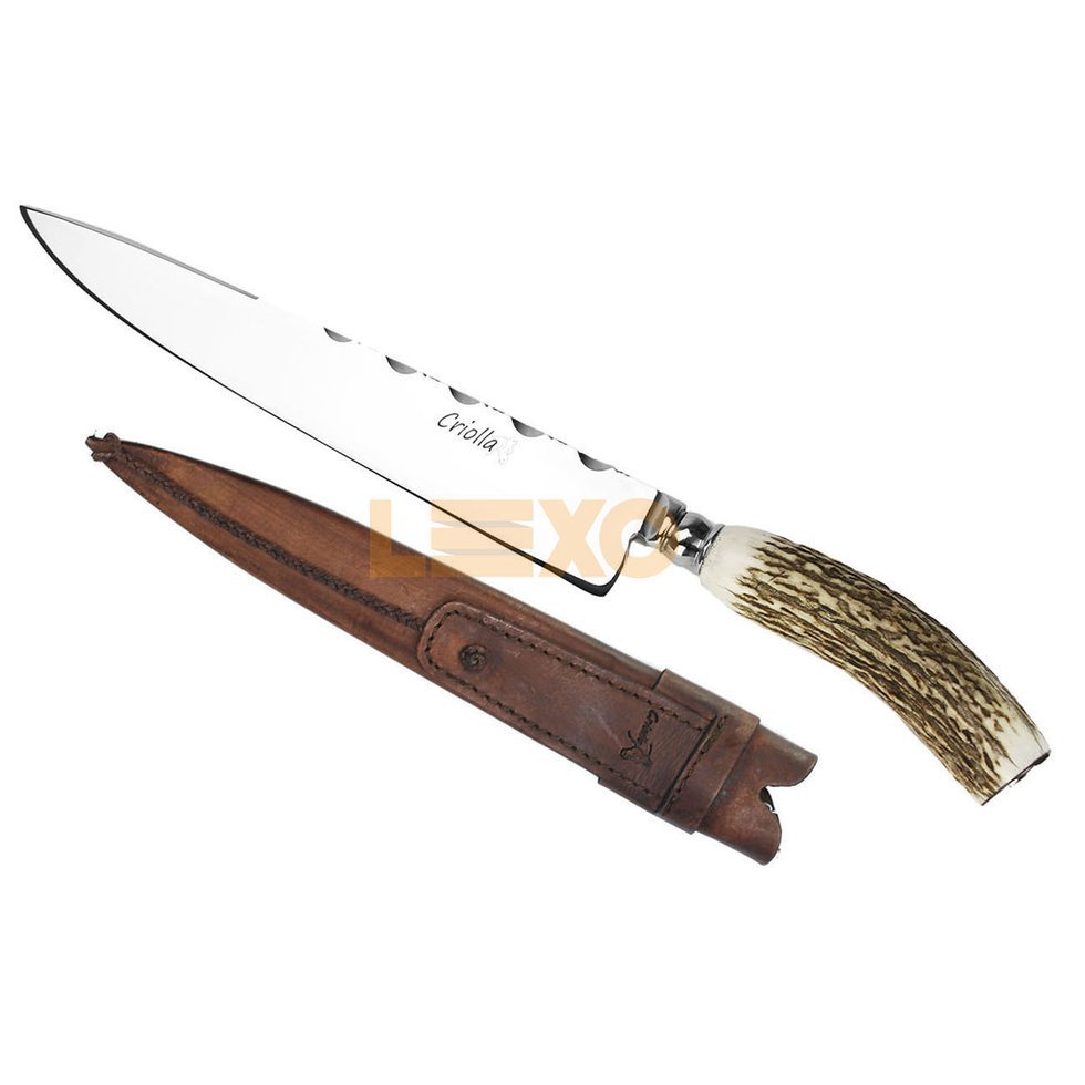 Faca Forjada C/ Cervo E C/ Mosca 8" Cabo Chifre De Cervo - Criolla