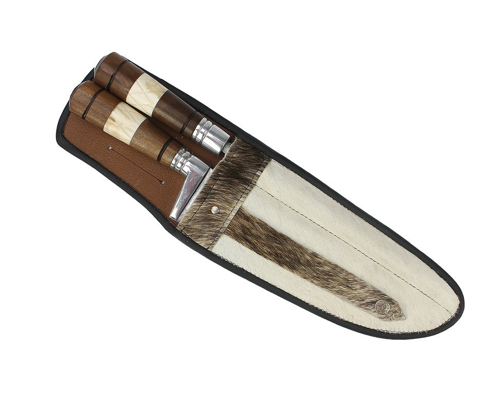 Conjunto De Faca E Chaira 9" Cabo De Osso E Madeira - Dal Castel