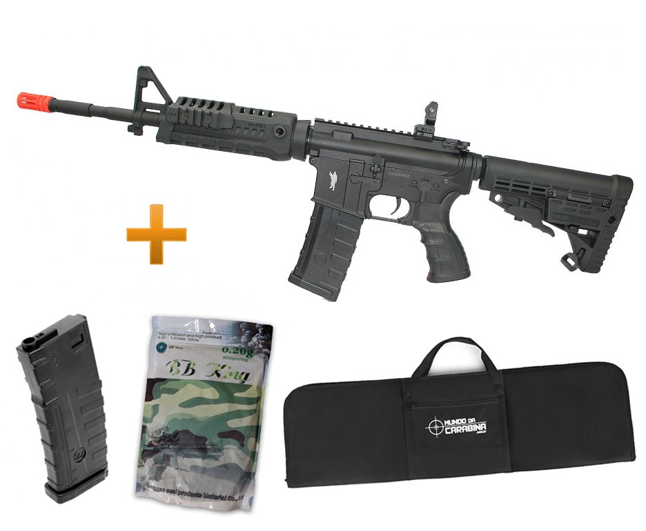 Rifle De Airsoft M4 Carbine Caa Custom Cal 6mm  + Capa + Mag Extra + Esfera 0,20g