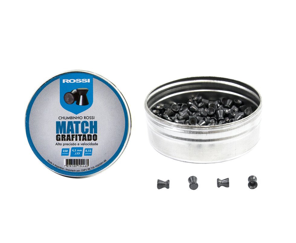 Chumbinho Match Grafitado 4,5mm (250un) - Rossi