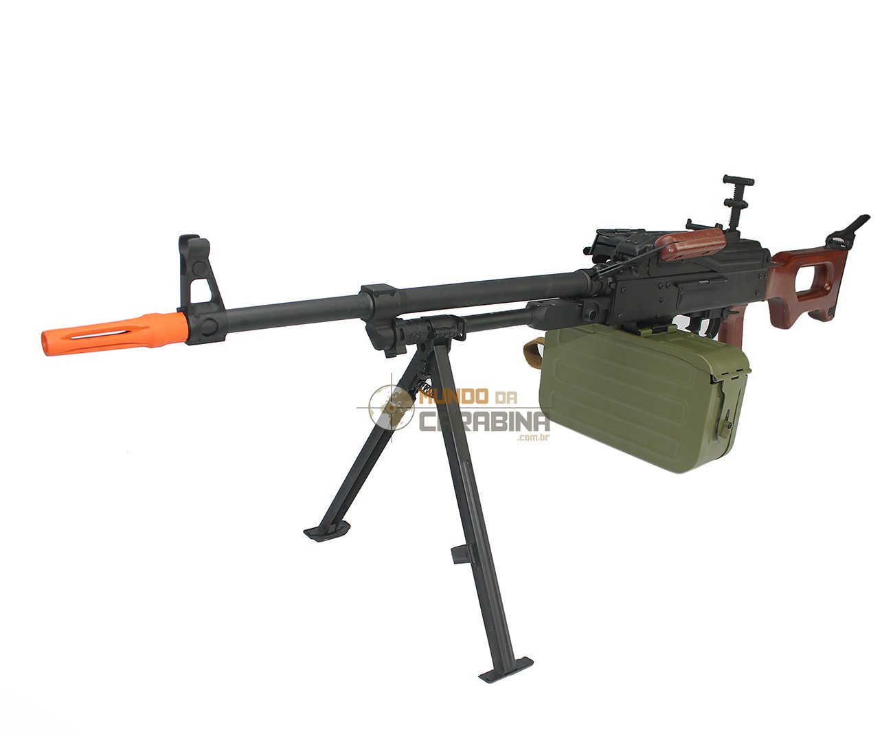 Rifle De Airsoft Metralhadora Pkm-w Full Metal - Coronha Madeira Cal 6mm Bivolt - A&k