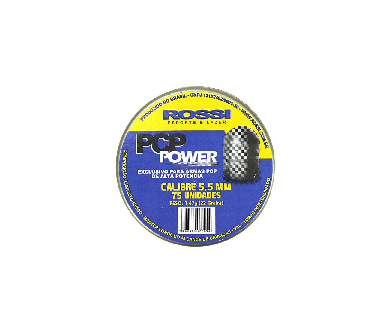 Chumbinho Rossi Pcp Power 5,5mm - Lata Com 75un - Rossi