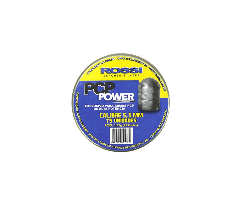 Chumbinho Rossi Pcp Power 5,5mm - Lata Com 75un - Rossi