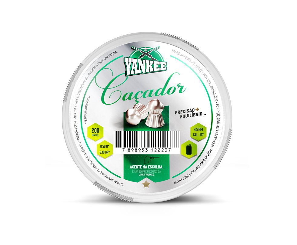 Chumbinho De Pressãoyankee Caçador 4,5mm - 200 Unidades - Chakal