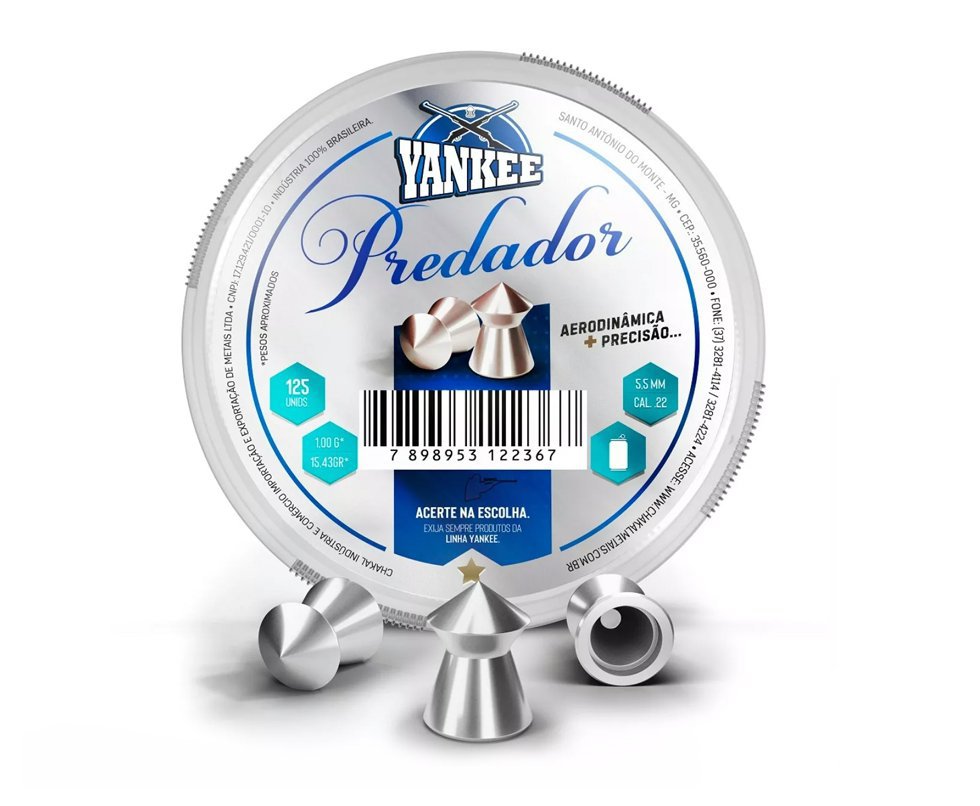 Chumbinho De Pressãoyankee Predador 5,5mm - 125 Unidades - Chakal