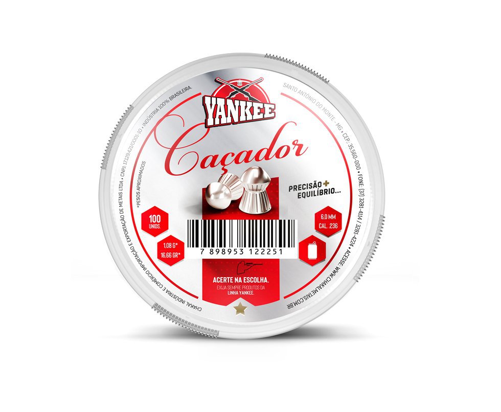 Chumbinho De Pressãoyankee Caçador 6,0mm - 100 Unidades - Chakal