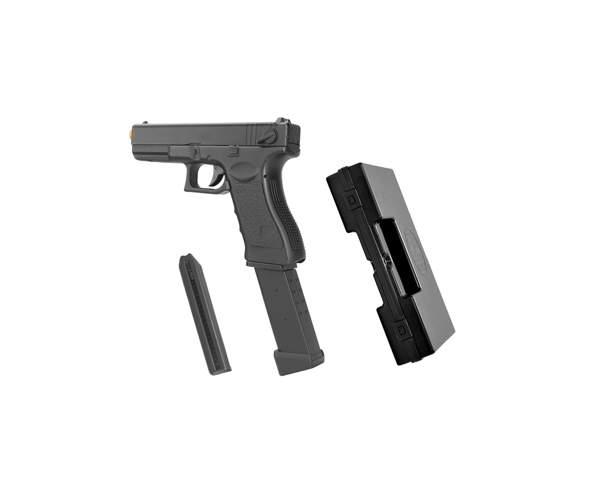 Pistola De Airsoft Eletrica Glock G18c + Magazine Estendido + Case Deluxe - Calibre 6,0 Mm - Cyma