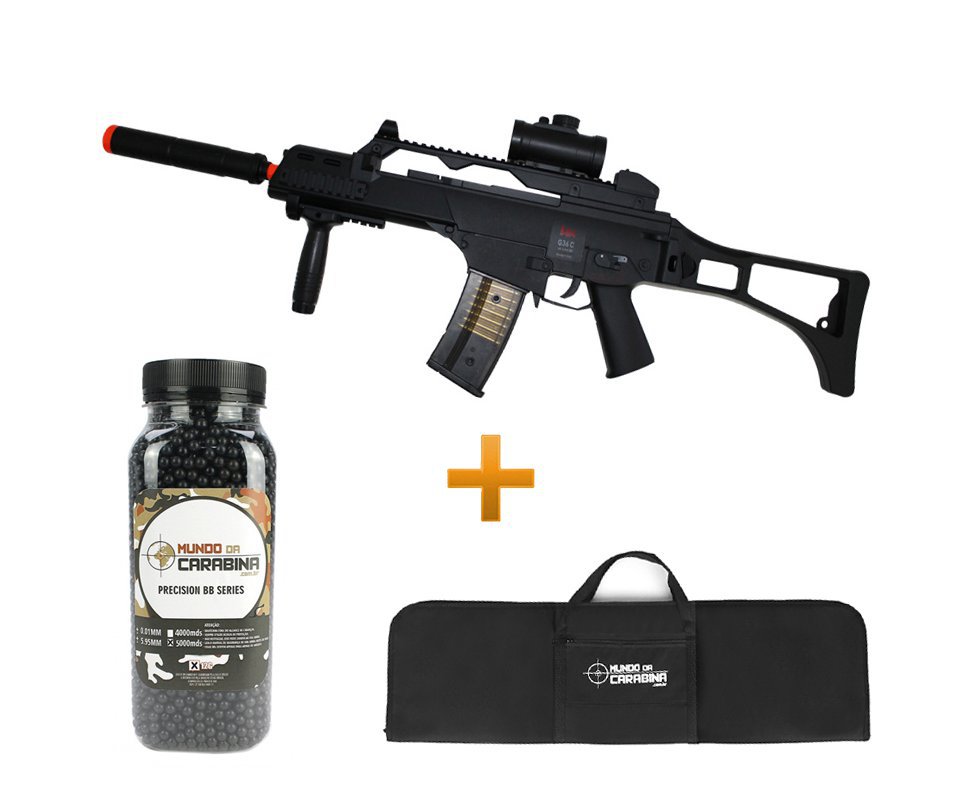 Rifle De Airsoft G36c Elétrico Cal 6,0mm Bivolt + Esfera 5000 0,12g + Capa Almofada - H&k