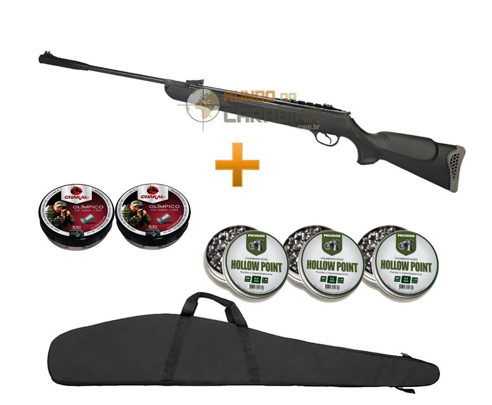 Carabina De Pressão Ht 125 Six Cal 6,0mm Pistão Pneumático 75kg Sms Instalado + Chumbinhos + Kit Limpeza + Capa 52"- Hatsan