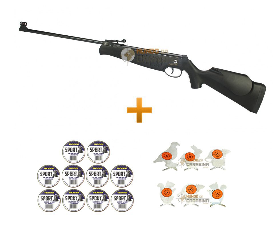 Carabina De Pressâo Titan Basic 5,5mm C/ Pistão Pneumático 50 Kg + Kit Chumbinho + Alvo Metalico - Norica