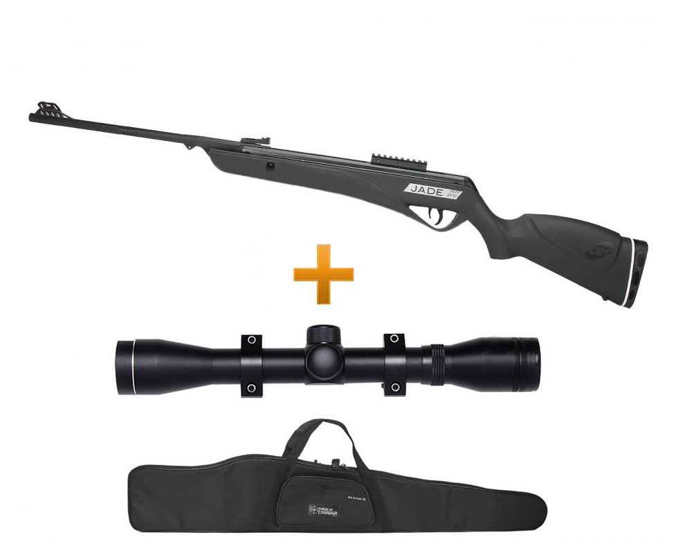 Carabina De Pressão Jade Pro Preta Oxidada Cal 5.5mm + Luneta 4x32 + Capa 120cm - Cbc
