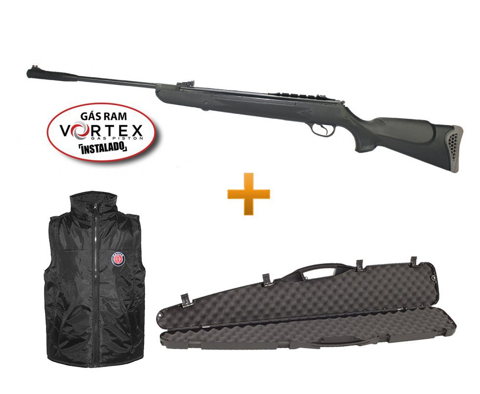 Carabina De Pressão Hatsan Ht 125 Com Gas Ram 75kg Vortex 5,5 Mm + Case Rigido + Colete Hatsan - Hatsan