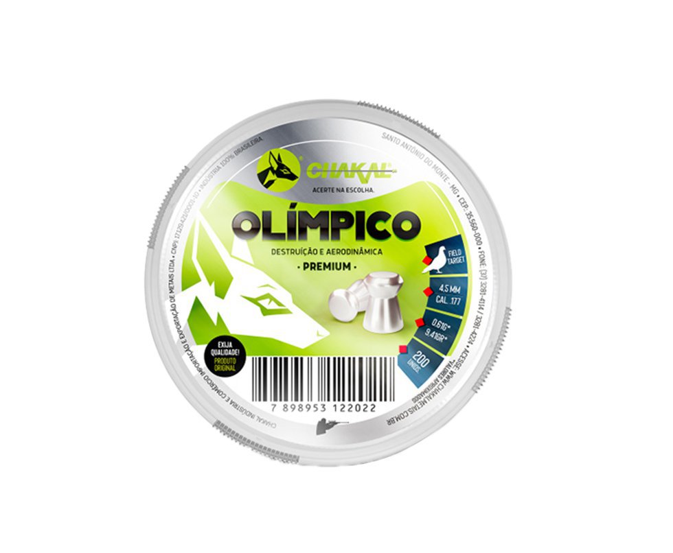 Chumbinho Olímpico Calibre 4,5 Mm - 200 Unidades - Chakal