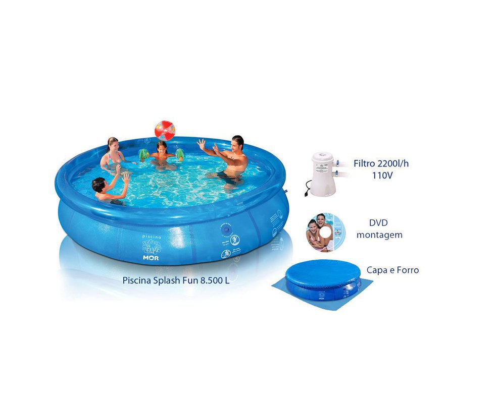 Piscina 9000l Inflavel Combo + Filtro 110v + Capa + Forro + Escada + Dvd - Mor