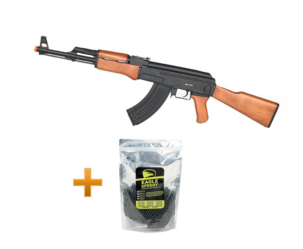 Rifle De Airsoft Ak47 Cm022 Cal 6,0mm Cyma + Esferas 0,12g Bbs Com 5000 Eagle Speed