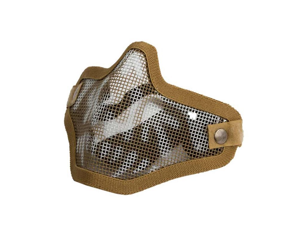 Meia Máscara Tática De Caveira C/ Tela De Metal Tan