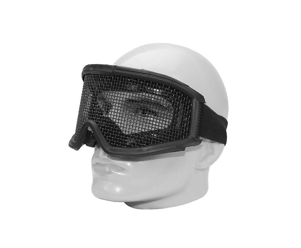 Oculos Tatico Goggle Grande C/ Lentes Em Tela De Metal - Preto