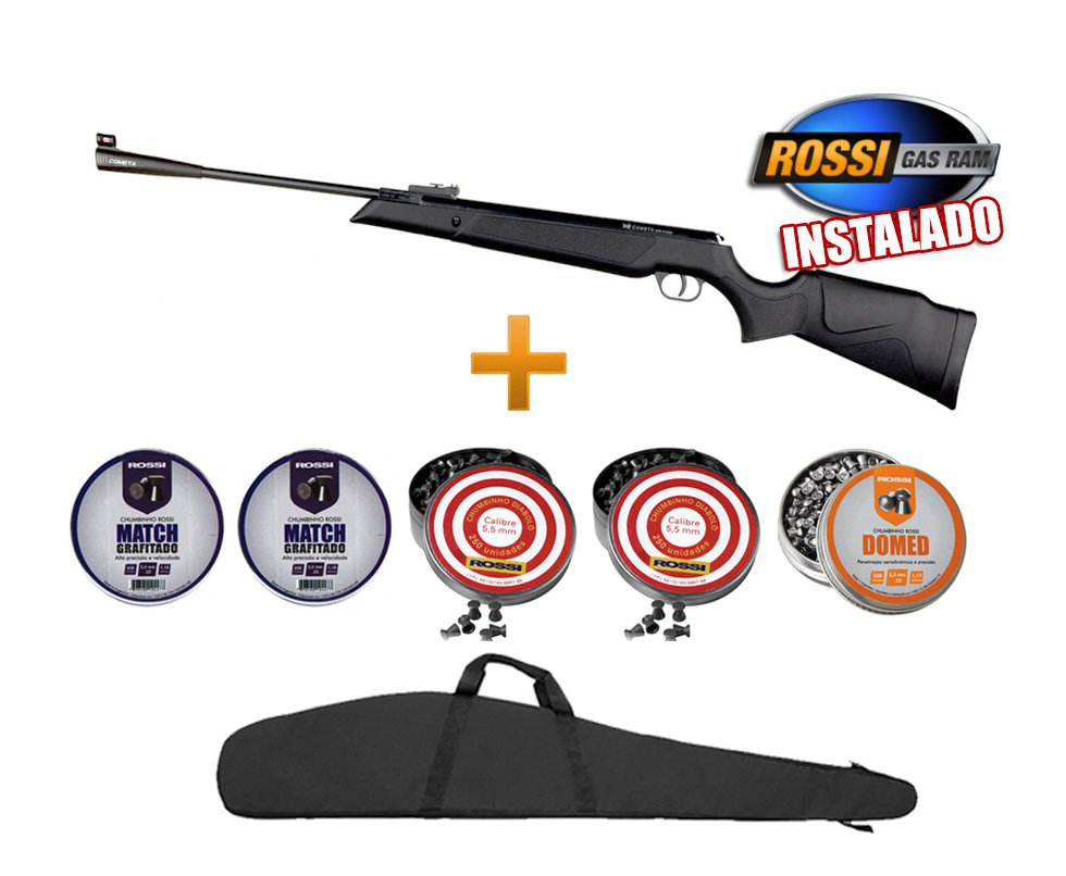 Carabina De Pressão Fênix 400 Galaxy - Gas Ram 455 - Calibre 5,5 Mm + Chumbinhos + Capa Almofadada - Cometa
