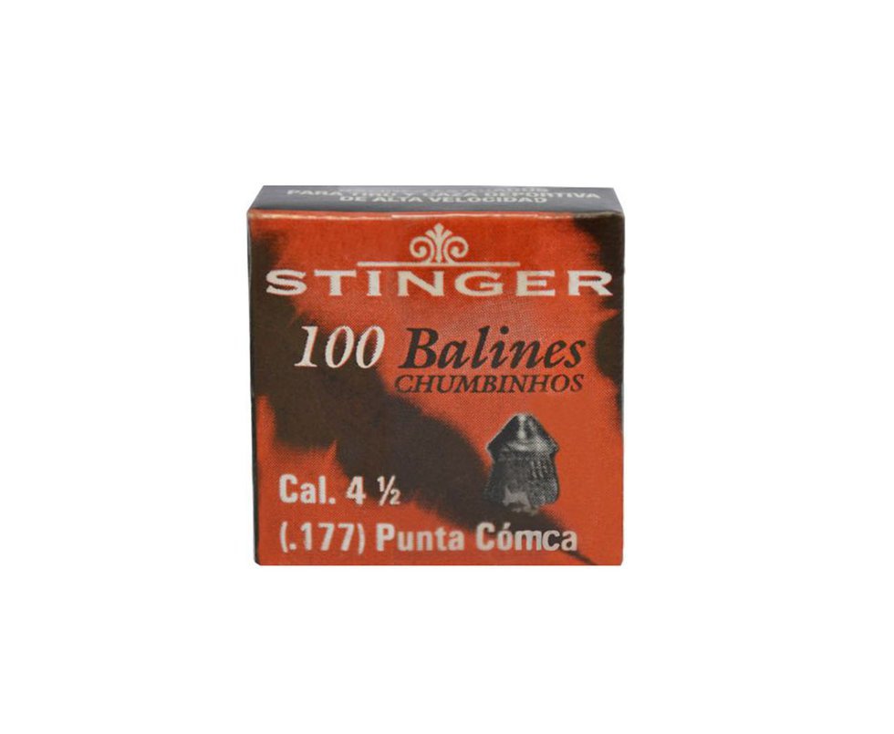 Caixa Com 100 Chumbinhos Marca Stinger Md Ponta Oca Conic 4,5 Cal 4.5