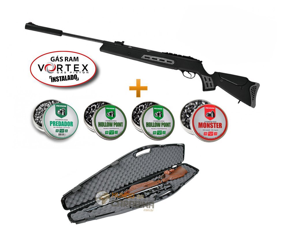 Carabina De Pressão Hatsan Ht 125 Sniper Vortex  Gas Ram 75kg + Case Rigido + 04 Lt Chumbinho - Hatsan