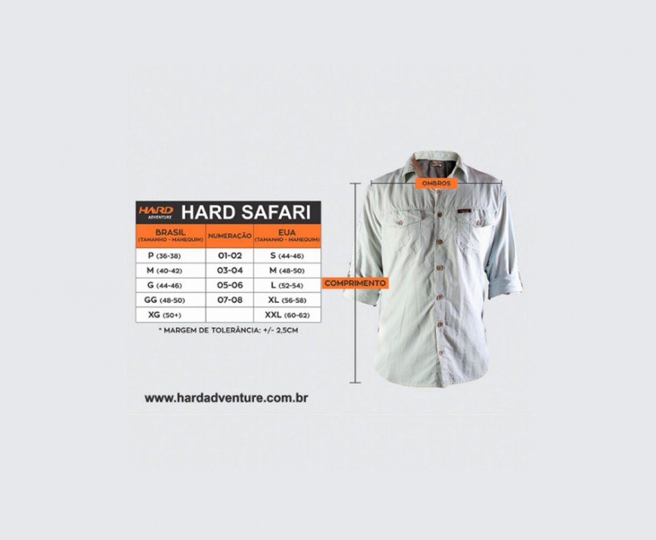 Camisa Safari Masculina Gelo - Hard - P