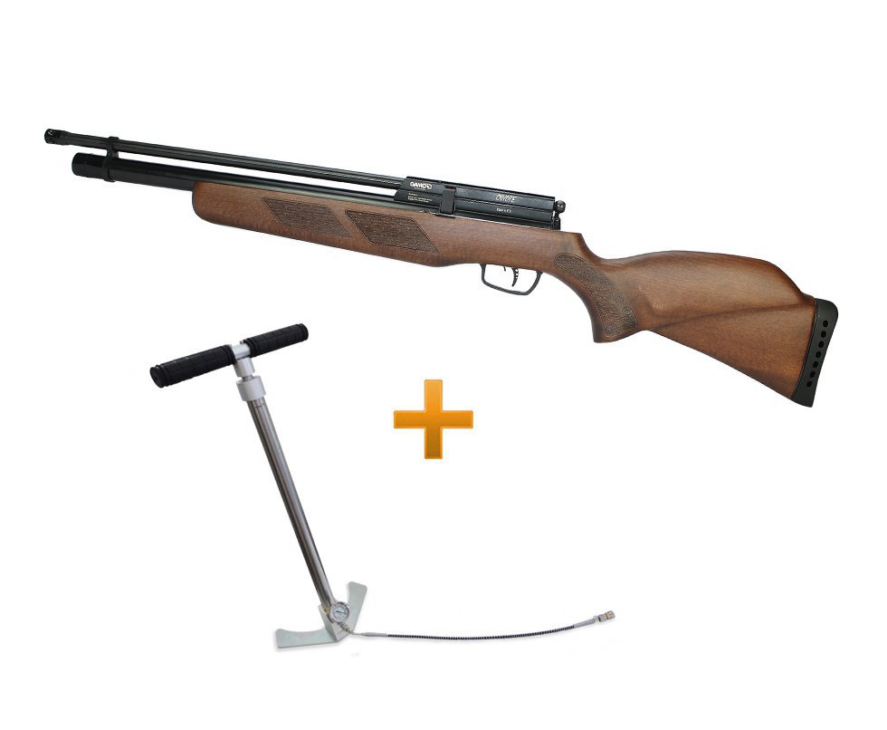 Carabina Pcp Gamo Coyote - Madeira Cal 5,5mm + Bomba Hand Pump Inox - Gamo