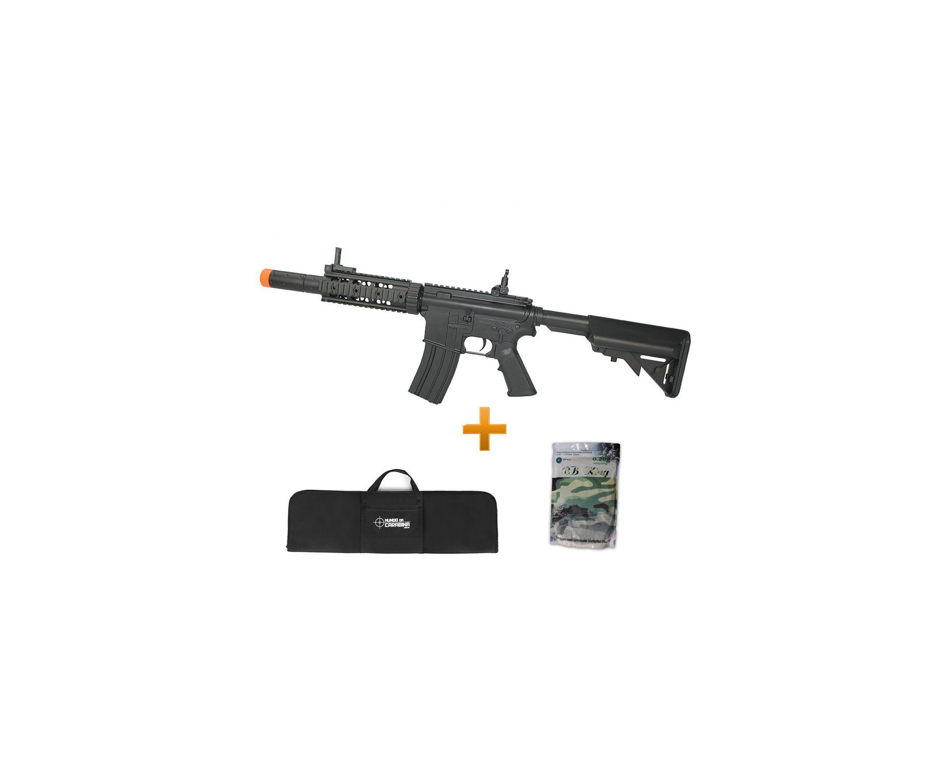Rifle De Airsoft M4a1 Ris Black Cal 6mm - Eletrico - Bivolt + 4000 Esferas 0,20g + Capa - Cyma