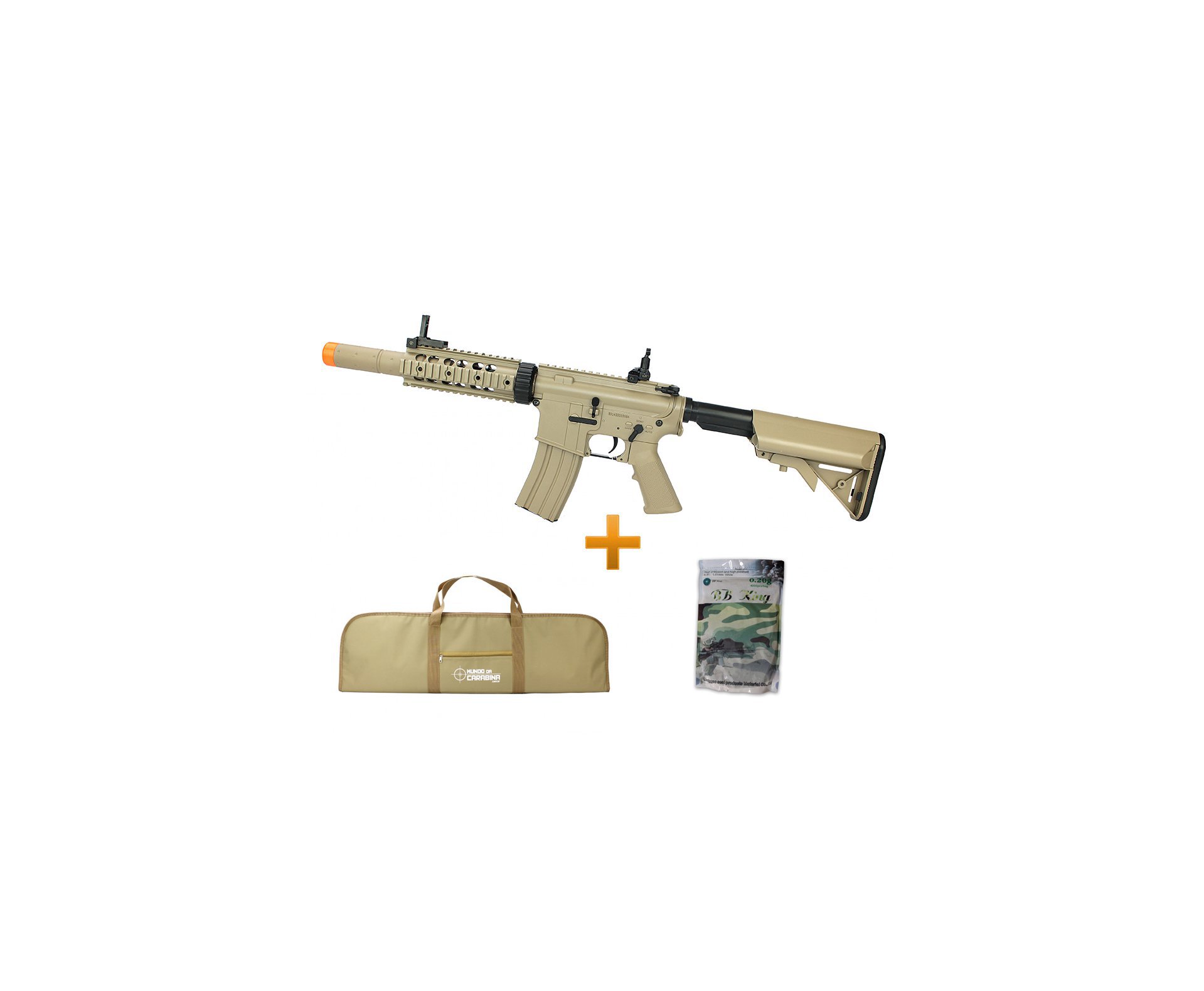 Rifle De Airsoft M4a1 Ris Tan Cal 6mm Cm513 Bivolt + 4000 Esferas 0,20g + Capa - Cyma