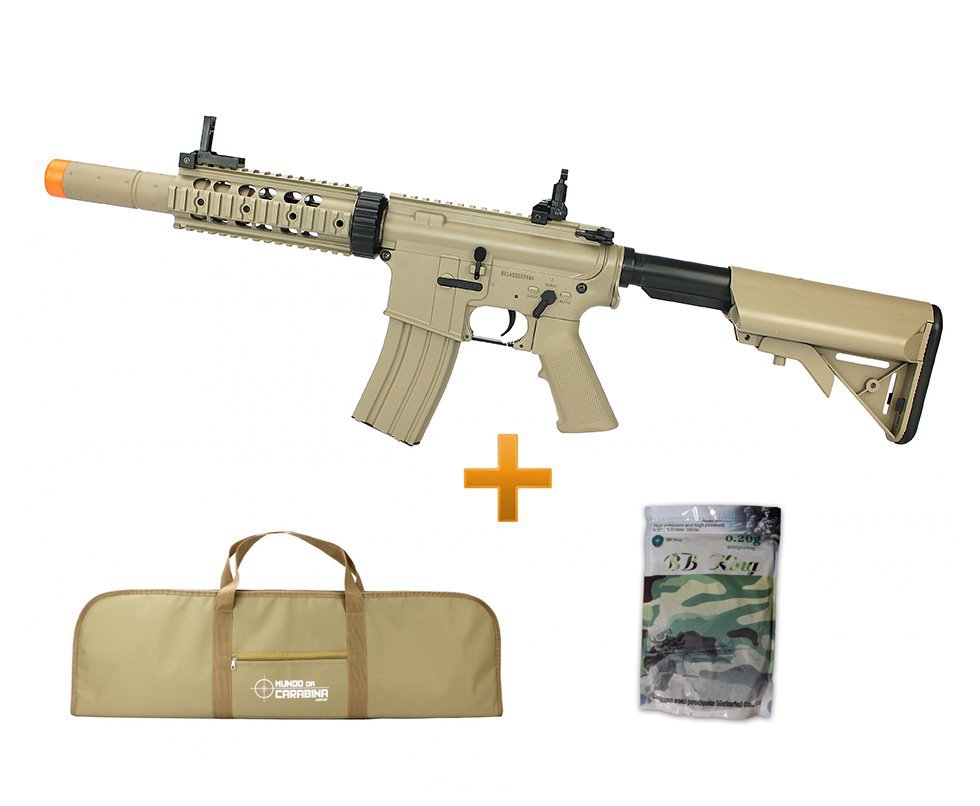 Rifle De Airsoft M4a1 Ris Tan Cal 6mm Cm513 Bivolt + 4000 Esferas 0,20g + Capa - Cyma