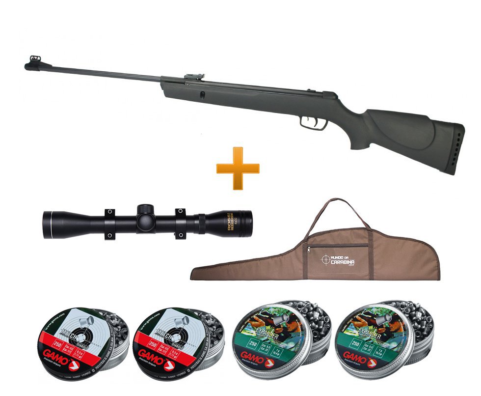 Carabina De Pressão Gamo Big Cat 1000 - Cal 5,5mm + Luneta + 4 Chumbinhos + Capa - Gamo