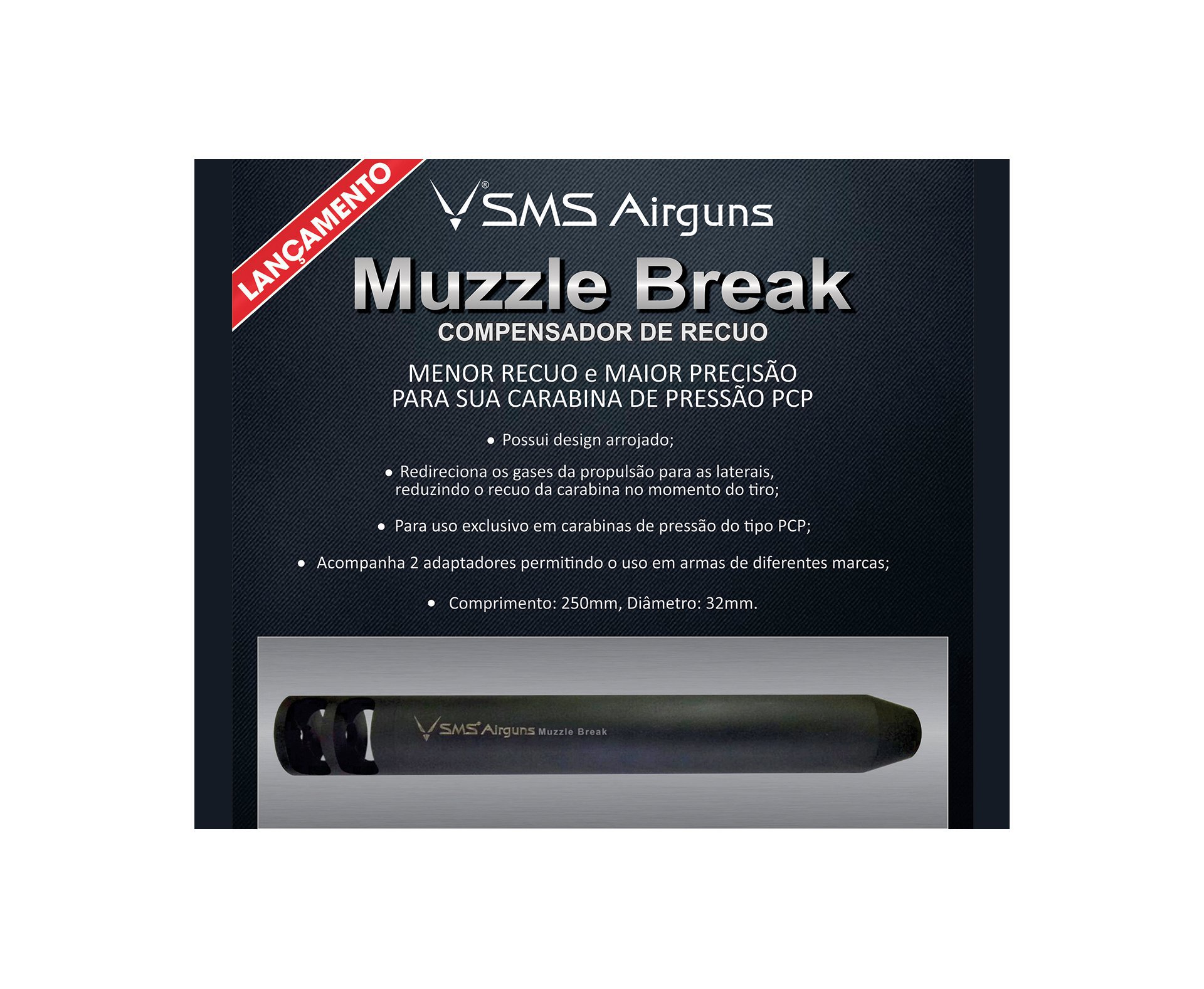 Muzzle Break Para Pcp- Compensador De Recuo - Rossi / Sms Airguns