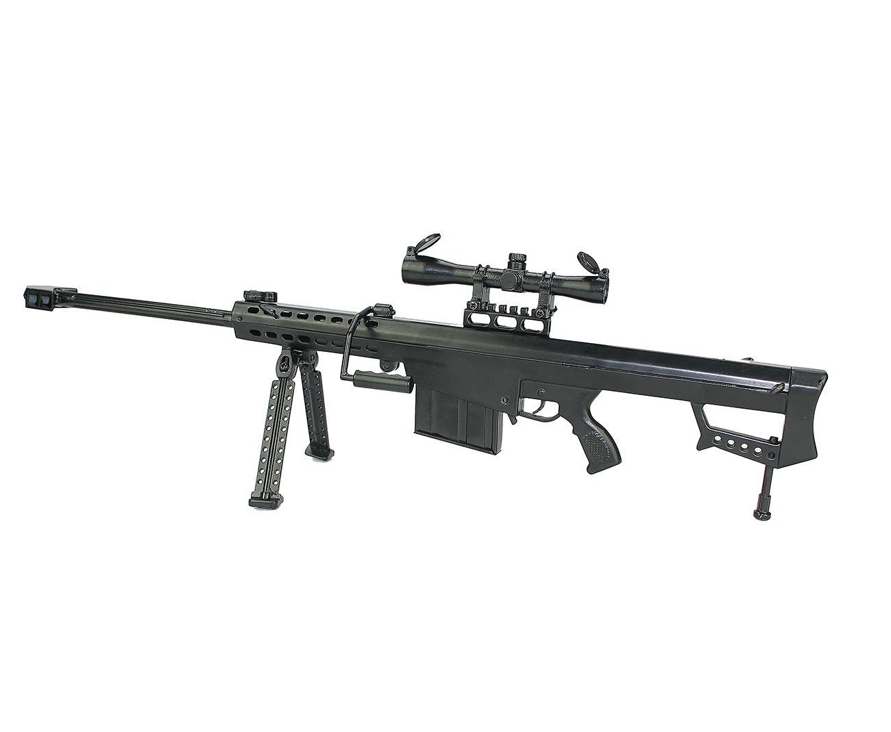 Rifle Sniper Barret Miniatura Metálica Com Trilho Curto - Arsenal Guns