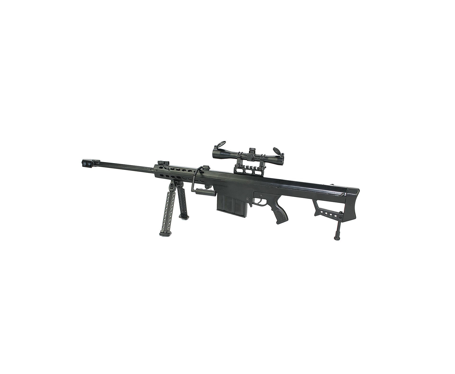Rifle Sniper Barret Miniatura Metálica Com Trilho Curto - Arsenal Guns